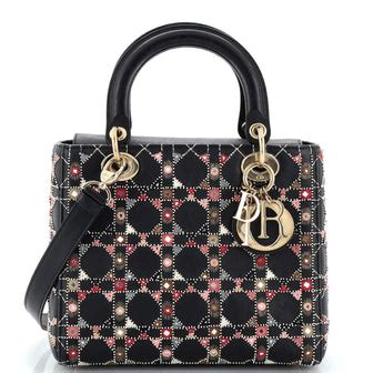 lady dior bag in embroidered calfskin|Lady Dior Micro Bag Black Calfskin with Embroidered Strass.